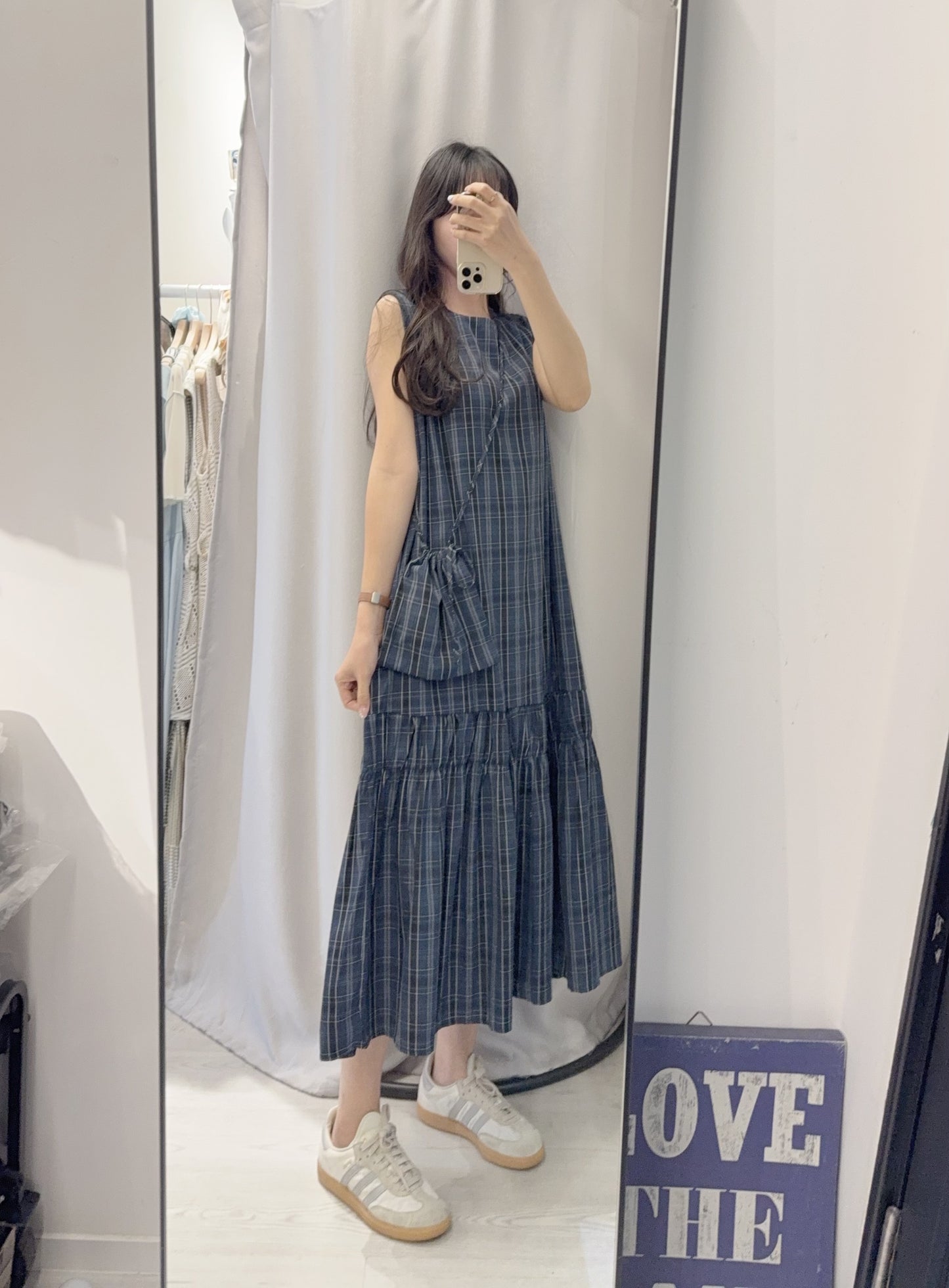 夏季・格仔連身裙配袋仔SET 2色入 1S60522
