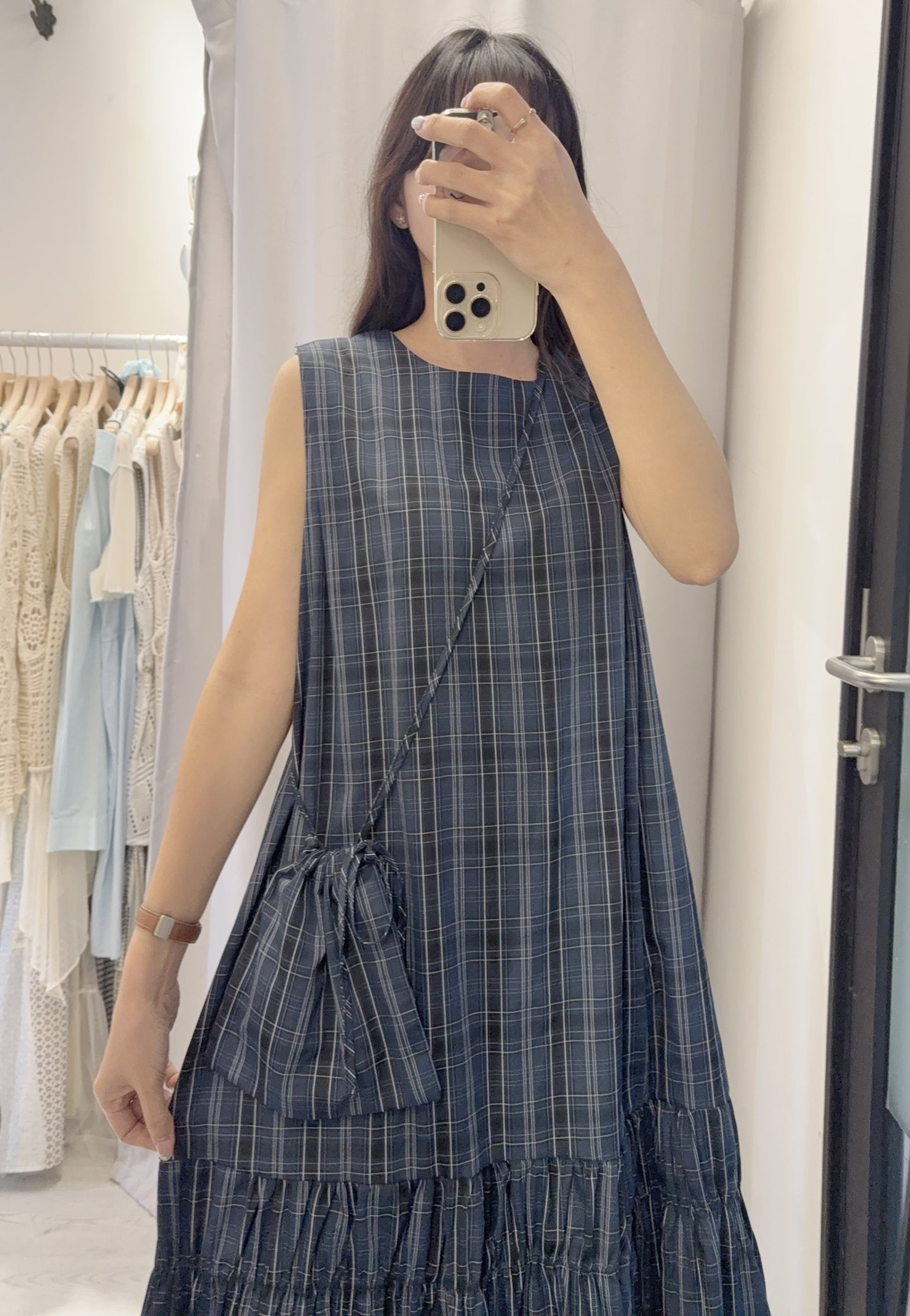 夏季・格仔連身裙配袋仔SET 2色入 1S60522