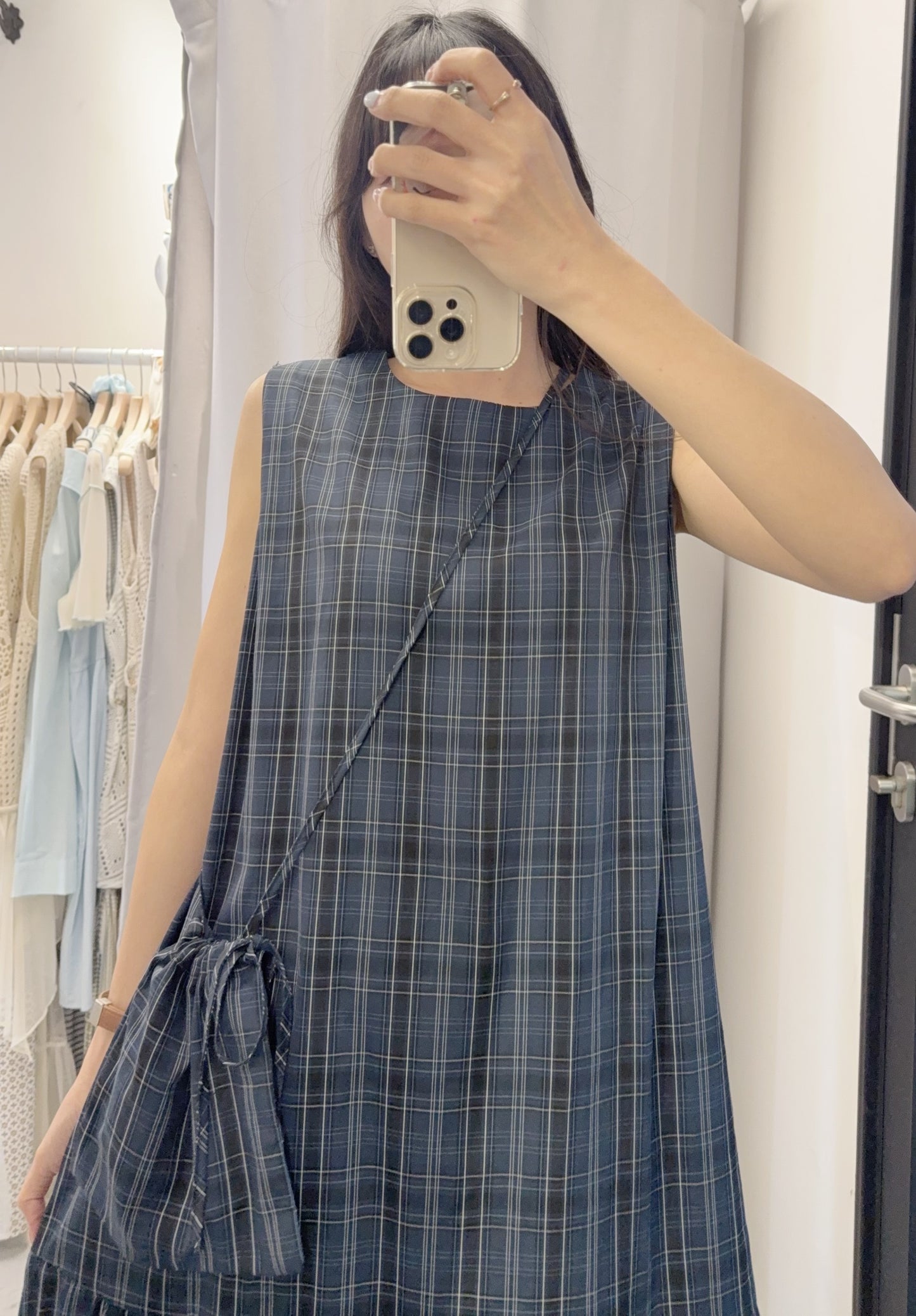夏季・格仔連身裙配袋仔SET 2色入 1S60522