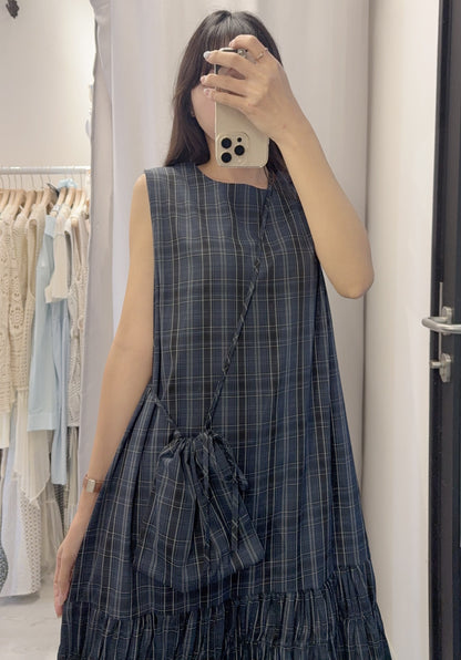 夏季・格仔連身裙配袋仔SET 2色入 1S60522