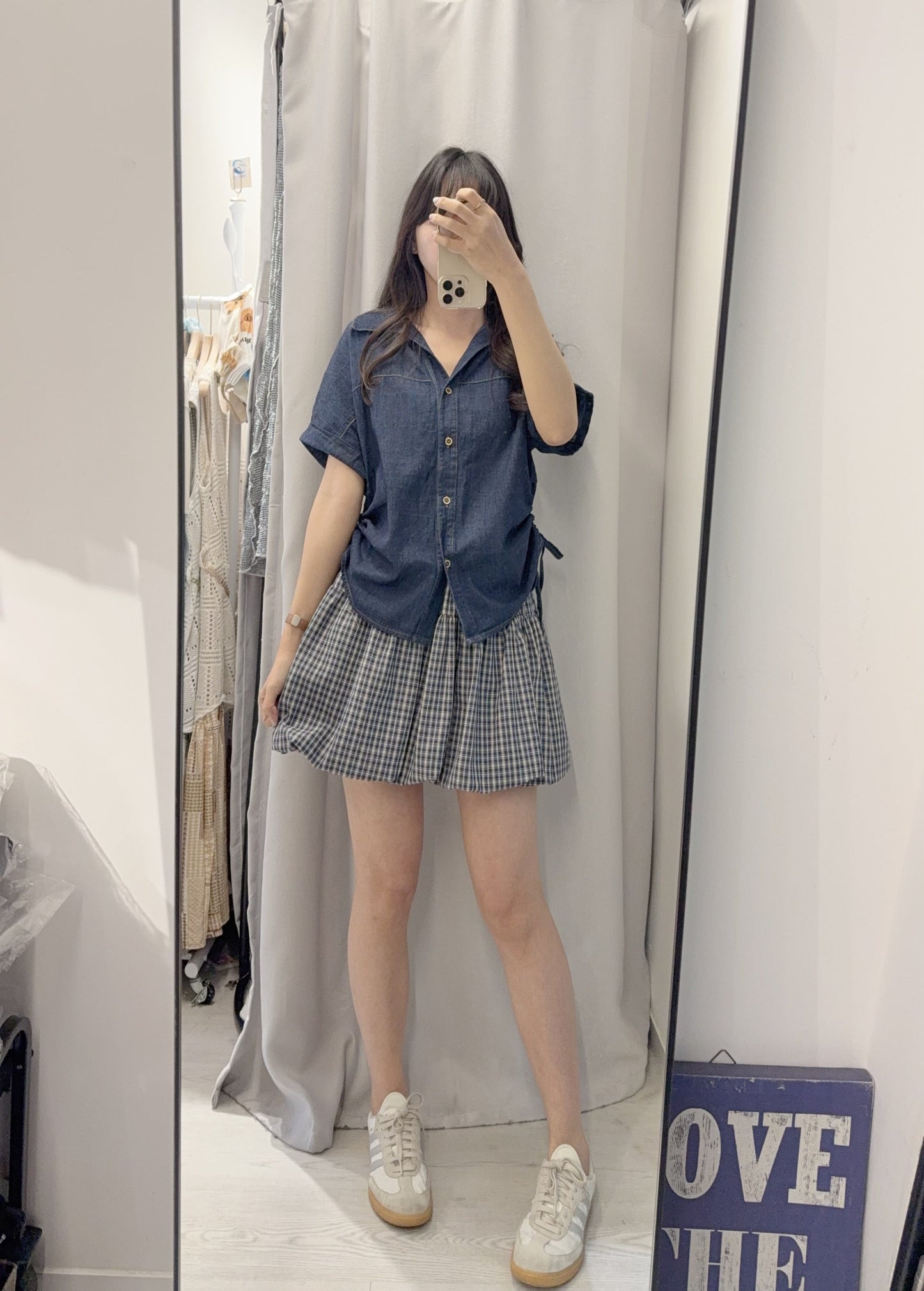 夏季・束邊V領薄牛仔上衣 2色入 1S60516