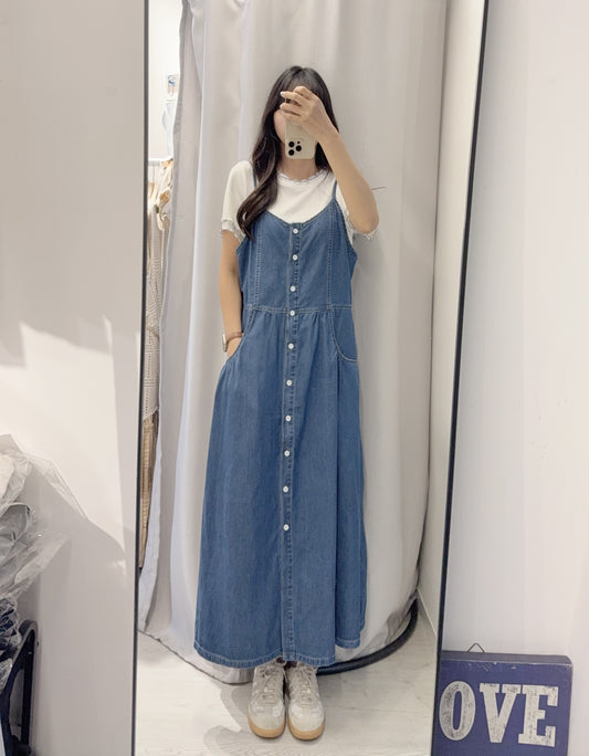 夏季・吊帶牛仔連身裙 2色入 1S60521
