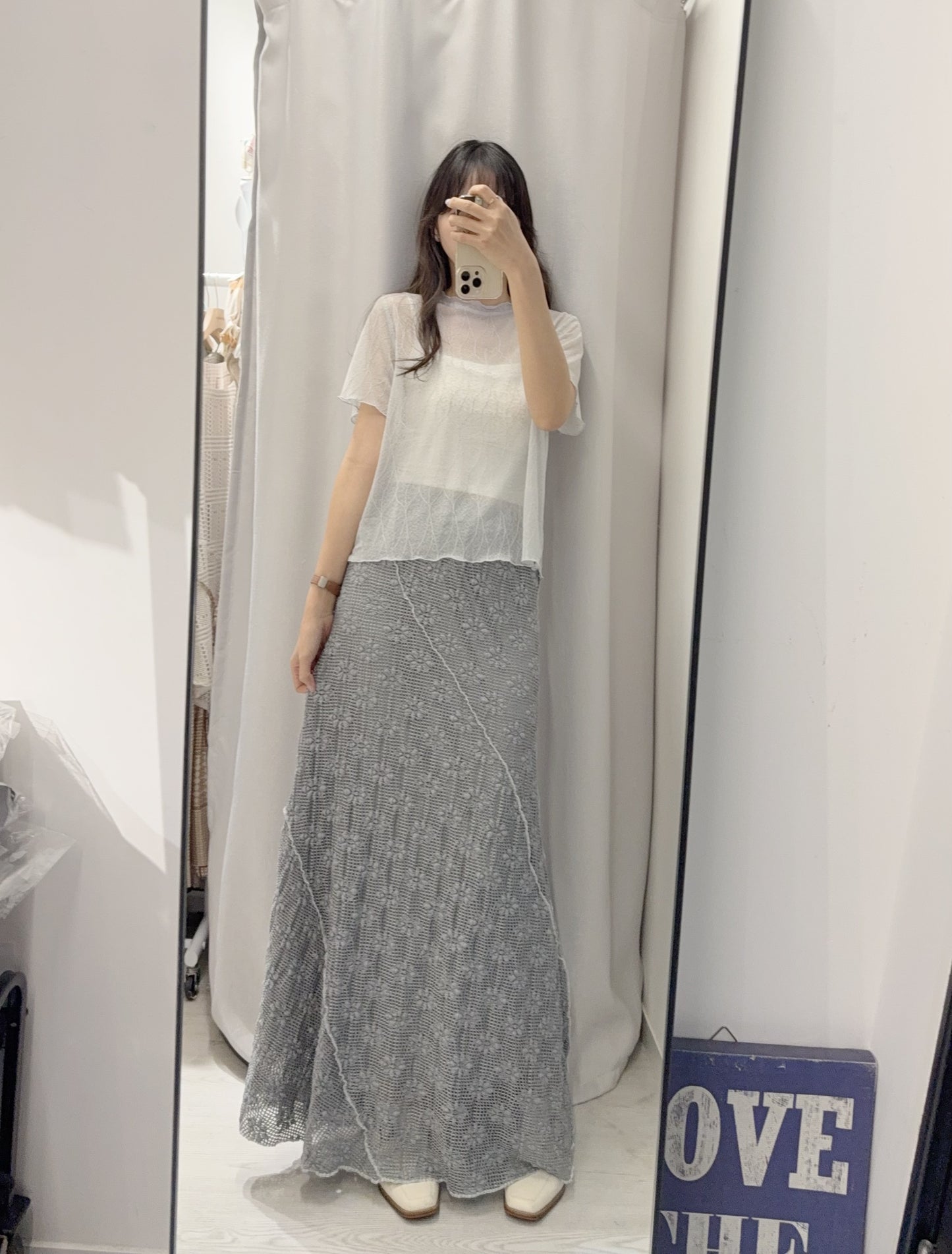 夏季・樹葉紋透視上衣 2色入 1S10517