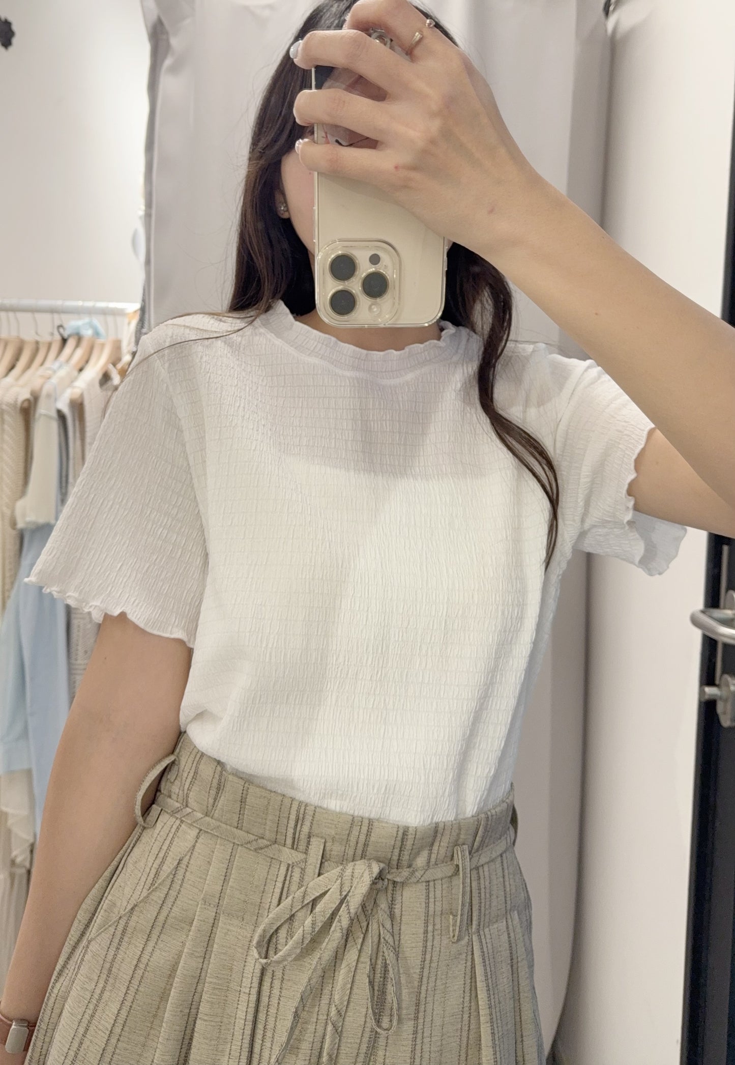 夏季・皺皺彈性薄Tee 2色入 1S50520