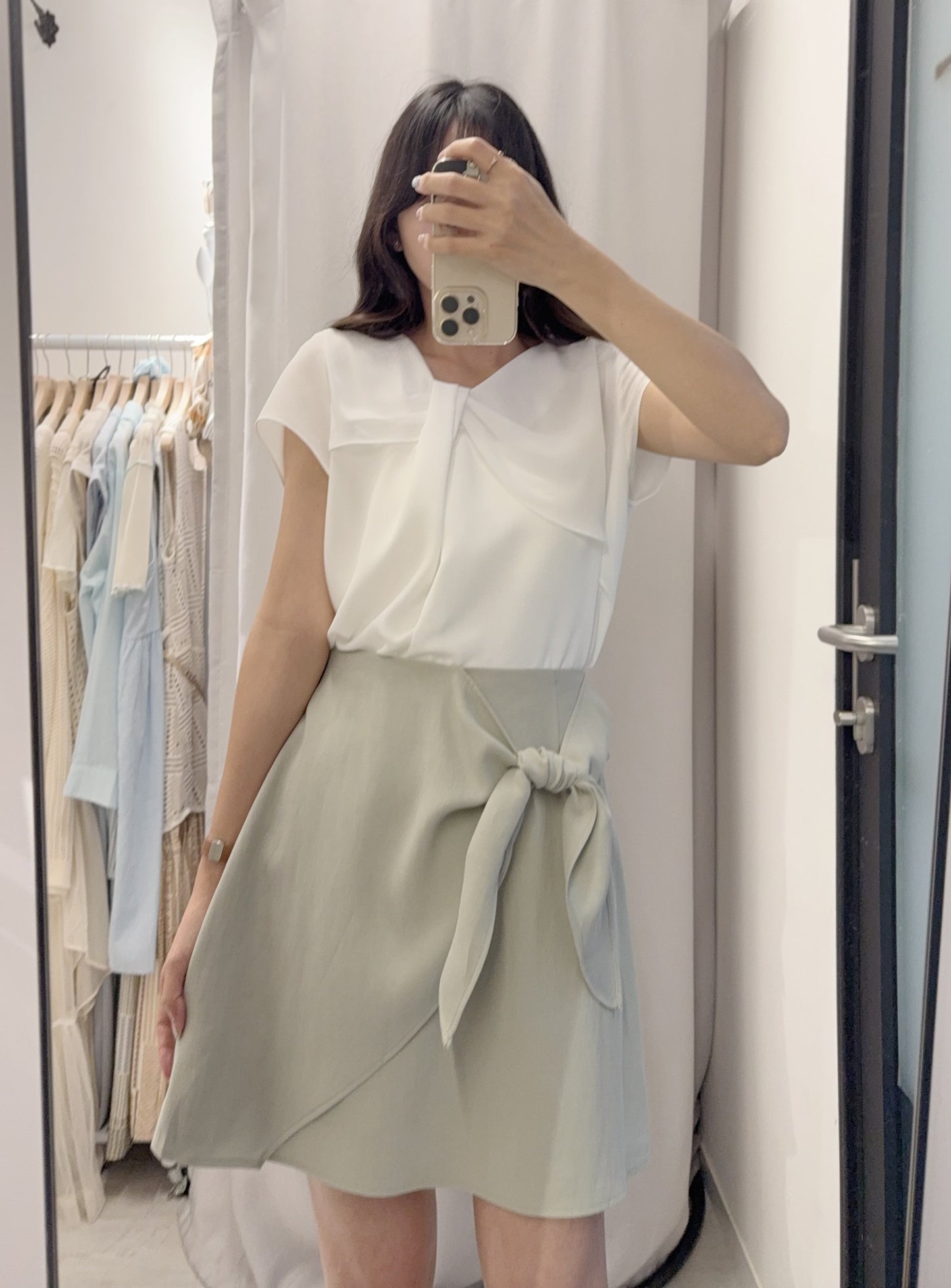 夏季・側綁打結西料假裙褲 2色入 1S20526