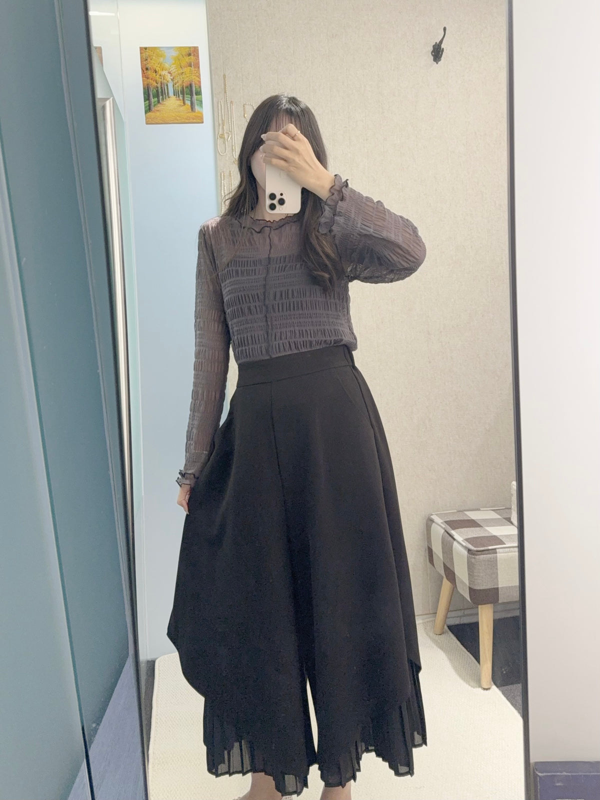 初秋・假兩件兩層百褶褲 2色入 2W21030