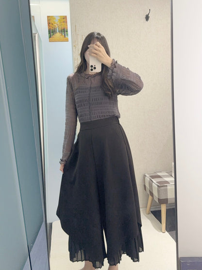 初秋・假兩件兩層百褶褲 2色入 2W21030