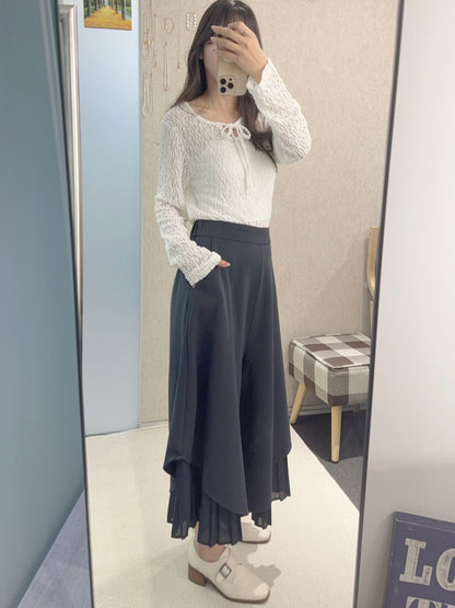 初秋・假兩件兩層百褶褲 2色入 2W21030