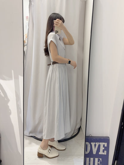 夏季．棉麻連身裙連belt 2色入 1S60529