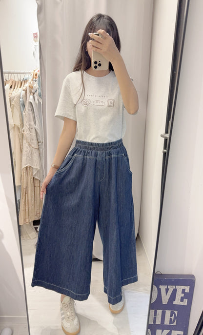 夏季・明線寬鬆牛仔七分褲 1S70737