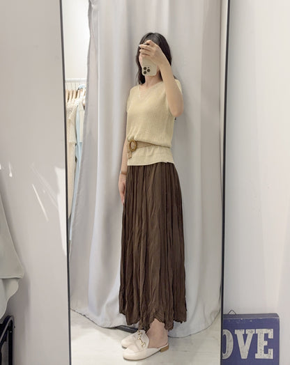 夏季・小閃片線衫配皺皺免熨裙SET 2色入 1S60542