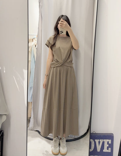 夏季・扭結上衣配半身裙棉料套裝 2色入1S60541