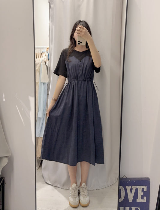 夏季・假兩件束腰連身裙 2色入 1S60540