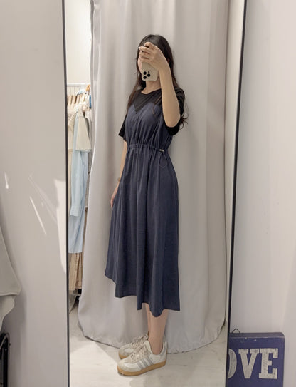 夏季・假兩件束腰連身裙 2色入 1S60540