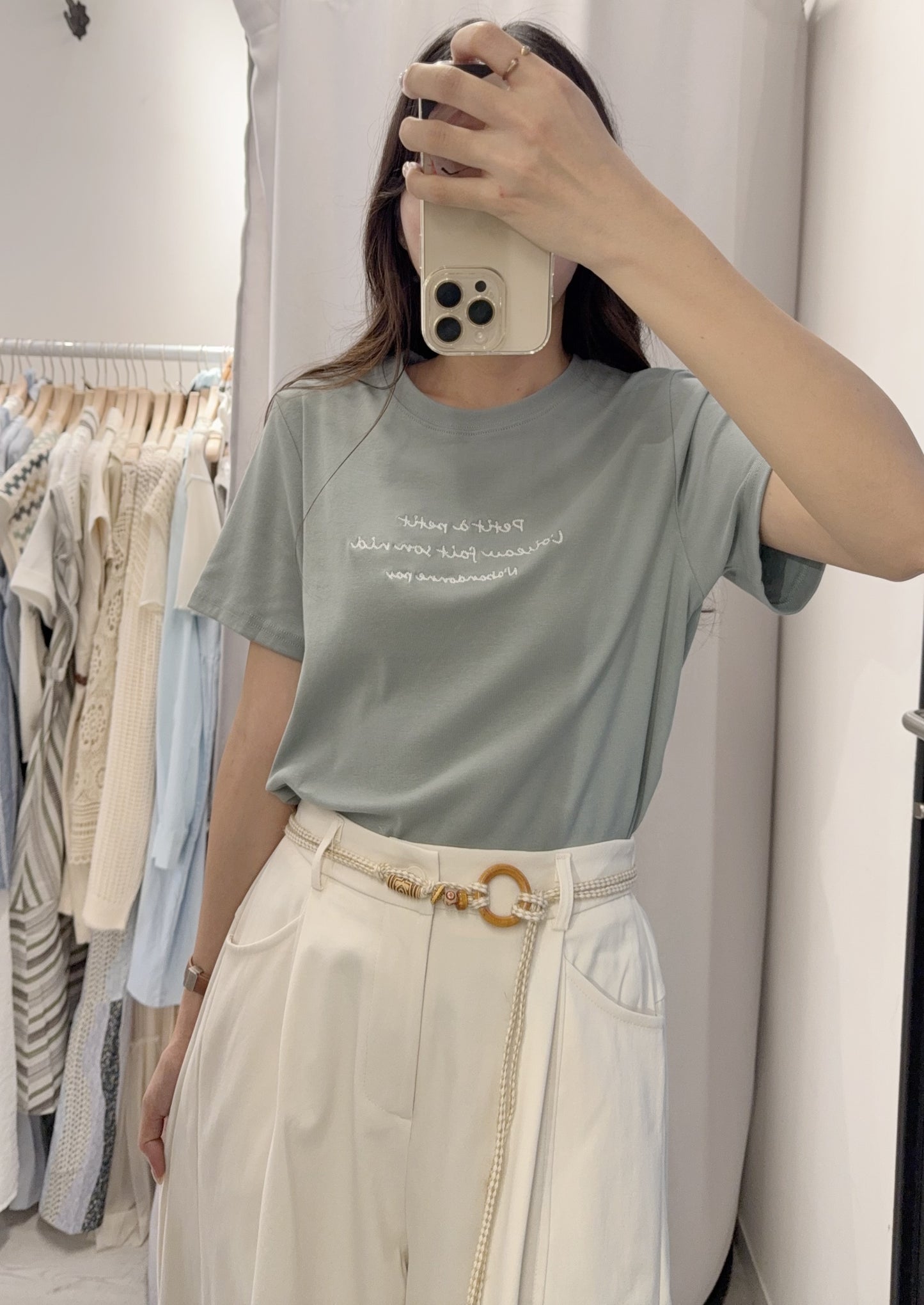 夏季・刺繡字純棉tee 2色入 1S50536