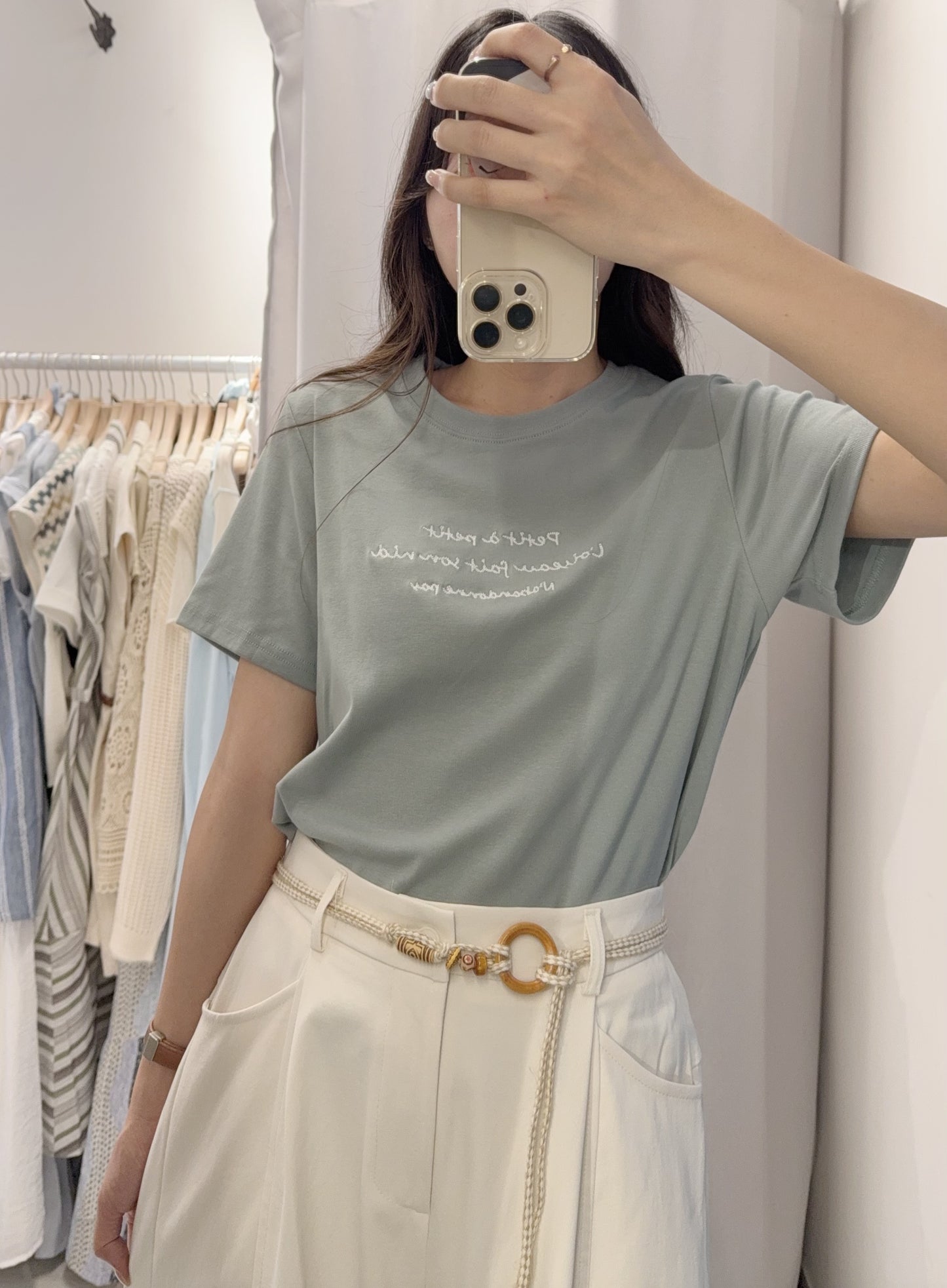 夏季・刺繡字純棉tee 2色入 1S50536