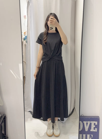 夏季・扭結上衣配半身裙棉料套裝 2色入1S60541