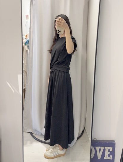 夏季・扭結上衣配半身裙棉料套裝 2色入1S60541