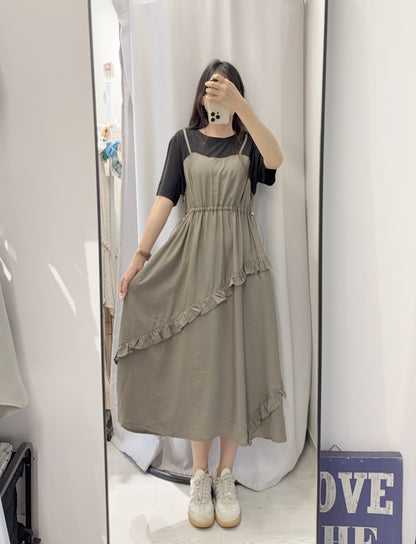 夏季・清涼料假兩件連身裙 2色入 1S60548