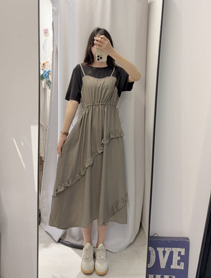 夏季・清涼料假兩件連身裙 2色入 1S60548