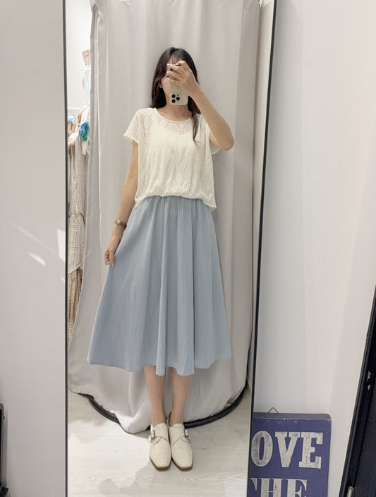 夏季・暗紋通花假兩件連身裙 1色入 1S20552