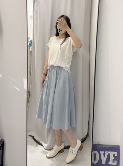 夏季・暗紋通花假兩件連身裙 1色入 1S20552