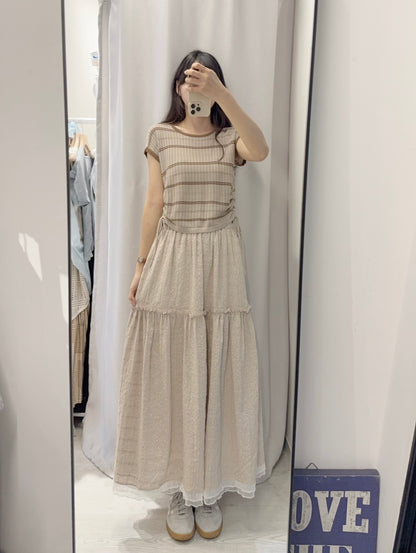 夏季・暗格仔拼綑邊半身裙 2色入 1S10609