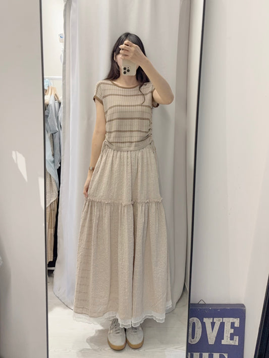 夏季・暗格仔拼綑邊半身裙 2色入 1S10609