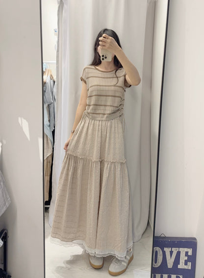 夏季・暗格仔拼綑邊半身裙 2色入 1S10609
