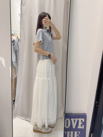 夏季・暗格仔拼綑邊半身裙 2色入 1S10609