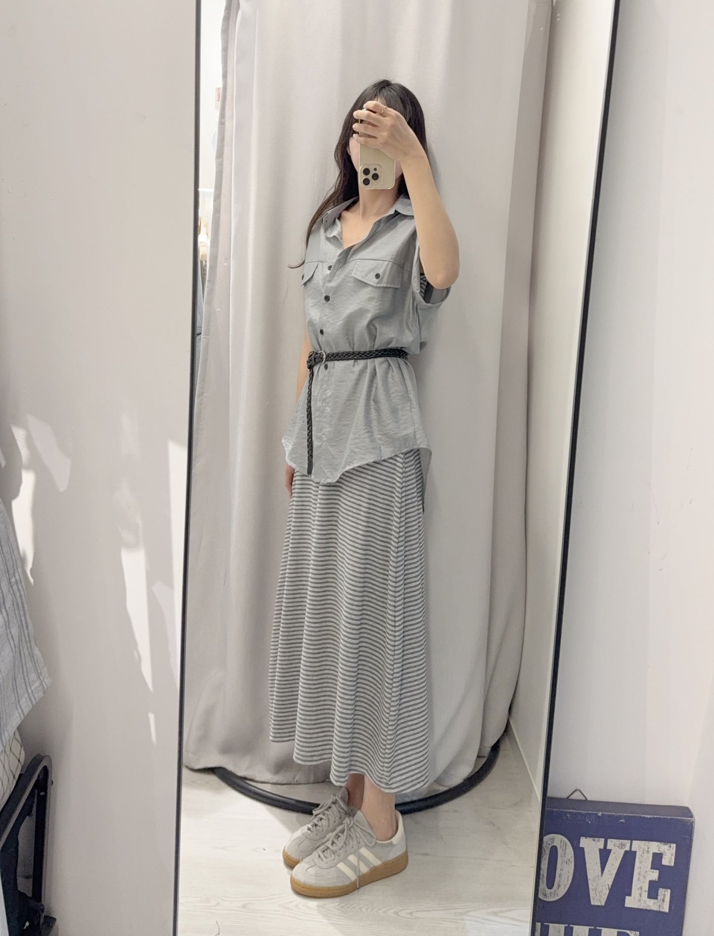 夏季・彈性長裙配反領恤衫SET 2色入 1S60614