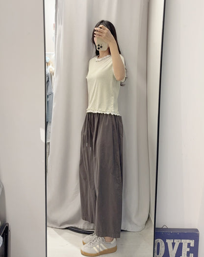 夏季・Ruffle邊撞色親膚上衣 2色入 1S10612