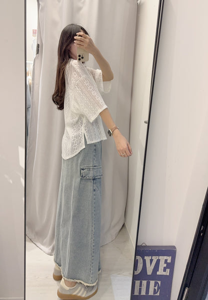 夏季・通花反領開胸外套/上衣 2色入 1S60613