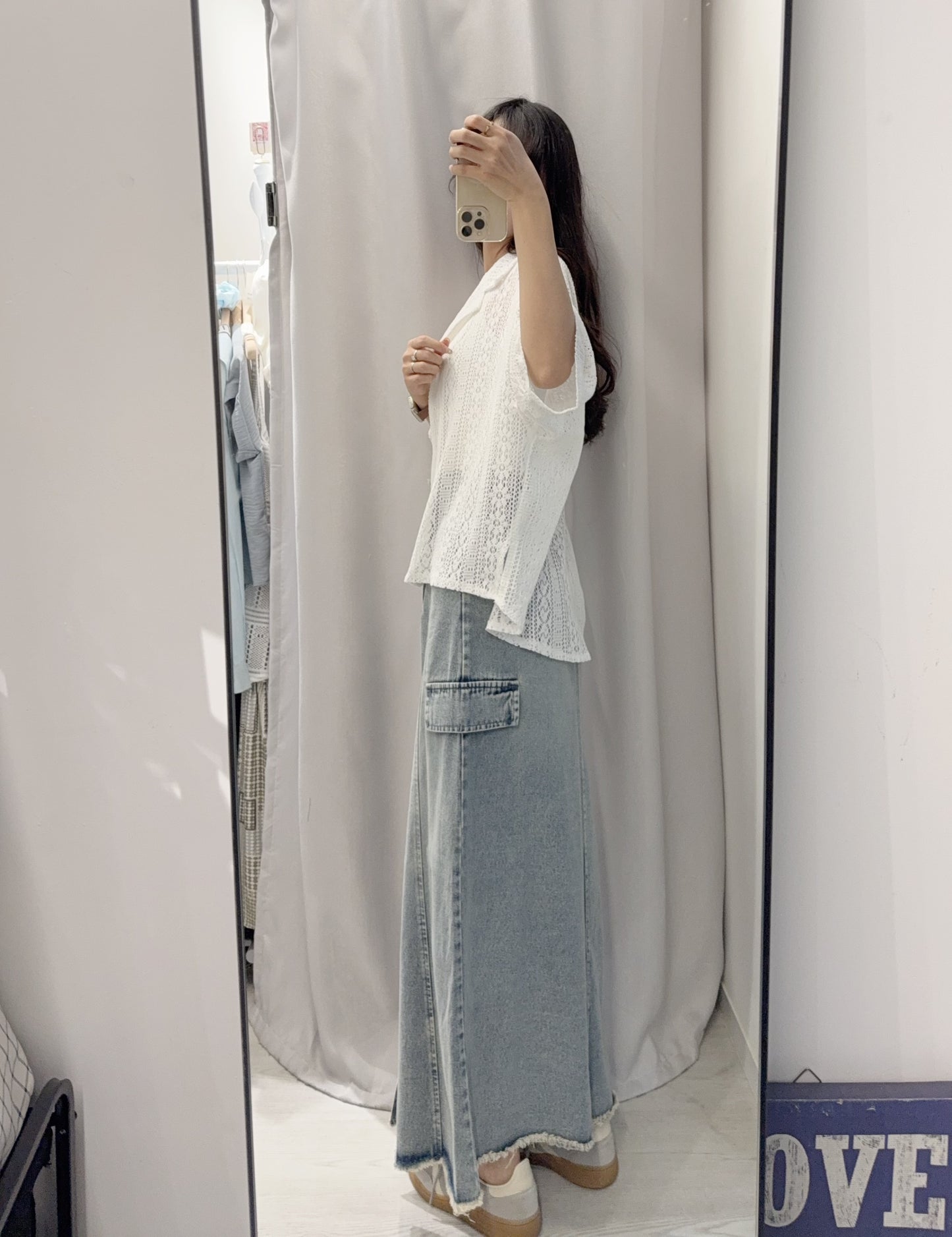 夏季・通花反領開胸外套/上衣 2色入 1S60613