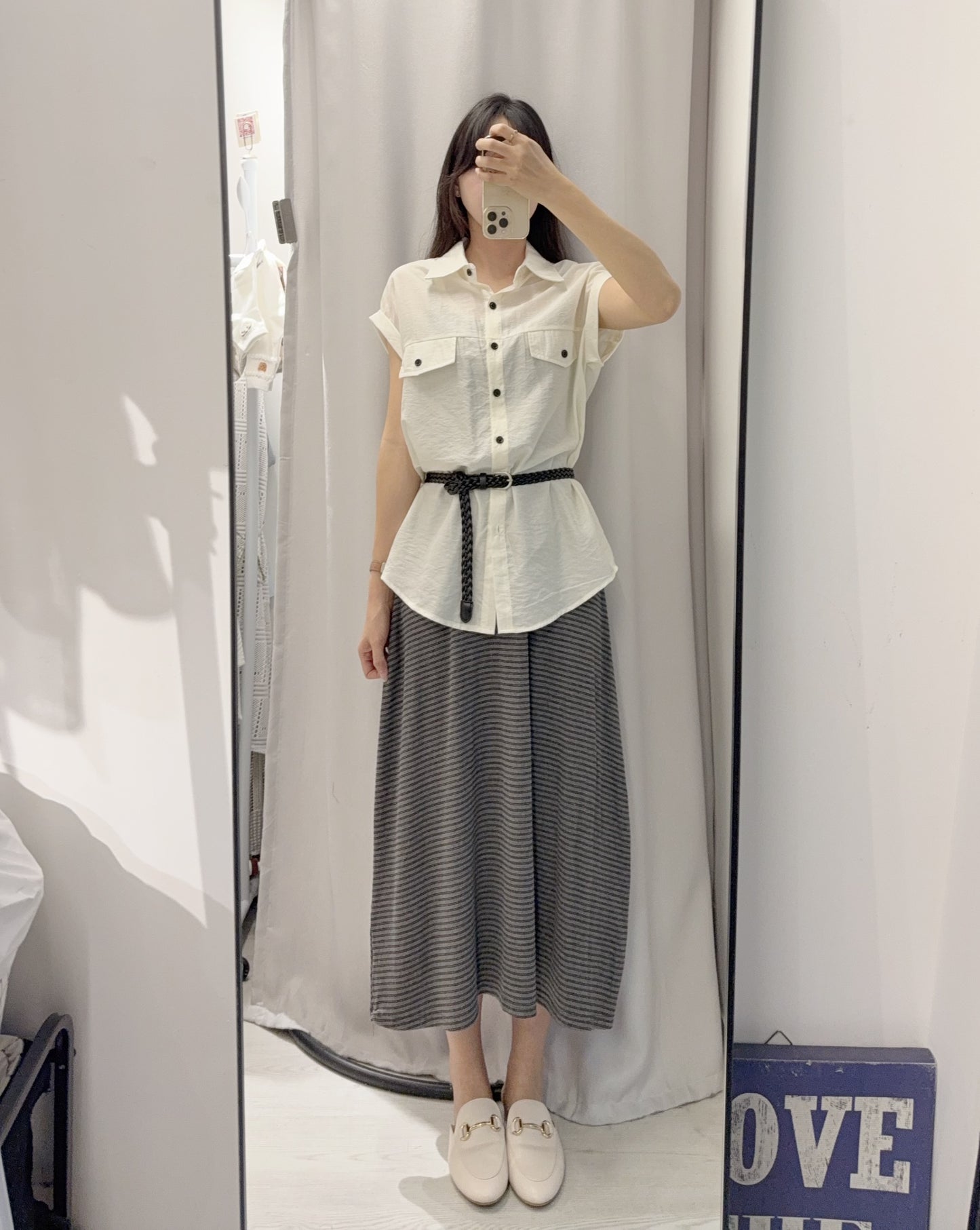 夏季・彈性長裙配反領恤衫SET 2色入 1S60614