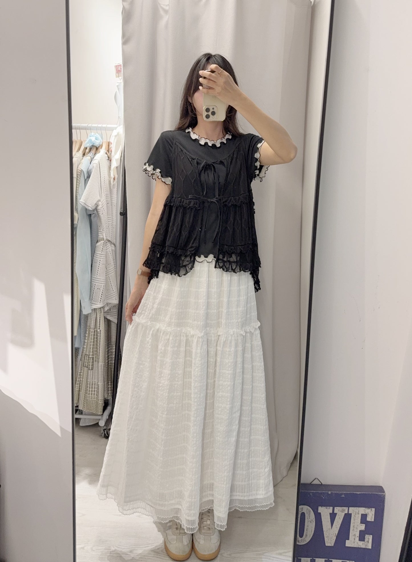 夏季・Ruffle邊撞色親膚上衣 3色入 1S10612