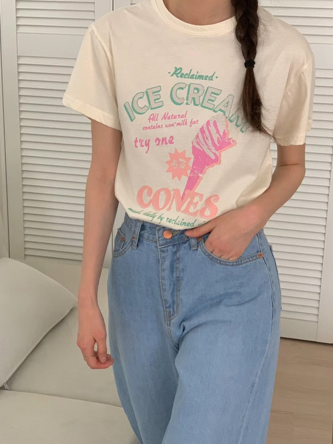 KR直送 夏日Ice-cream Print Tee 兩色入